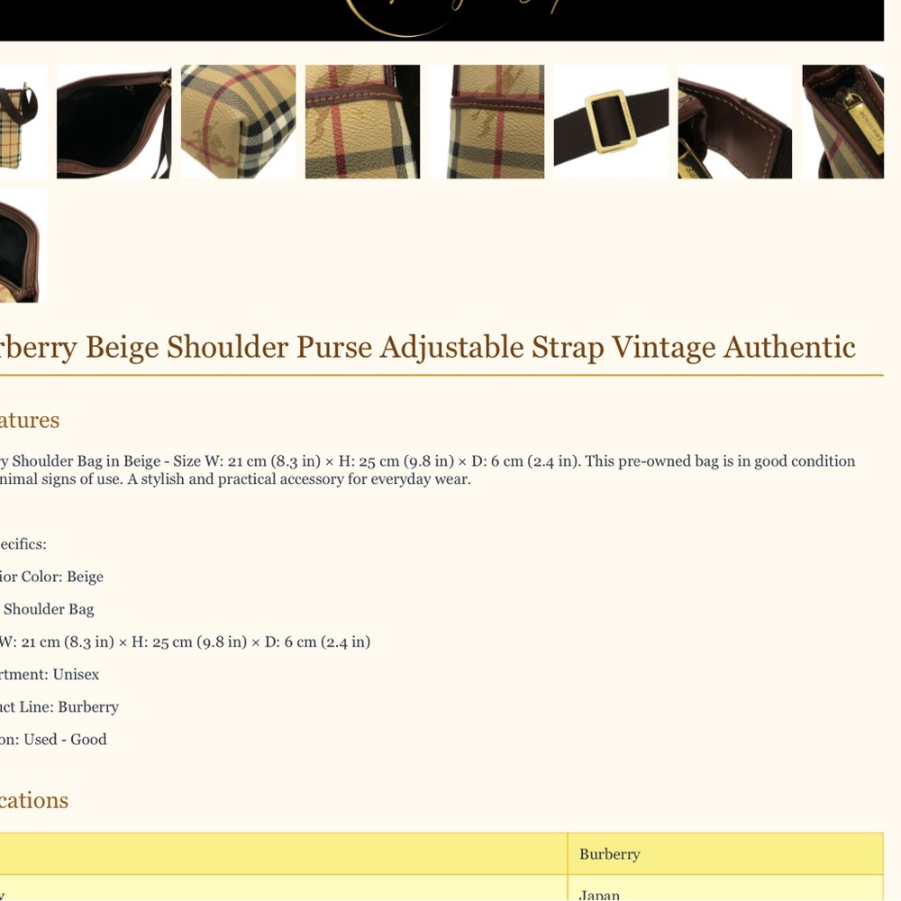 Burberry Tan and Brown Check Shoulder Bag Unisex - Picture 10 of 10